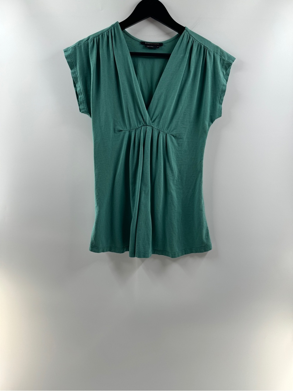 Y2K BCBGMAXAZRIA Teal Empire Waist V Neck Top Women's Medium